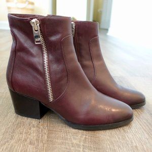 Marc Fisher Size 9 Leather Heeled Bootie Burgundy Wine MSRP $115